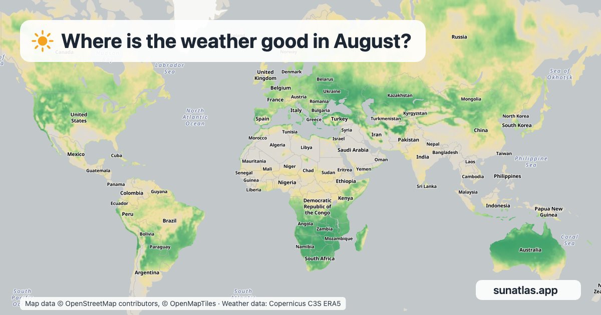 Good-weather map for August
