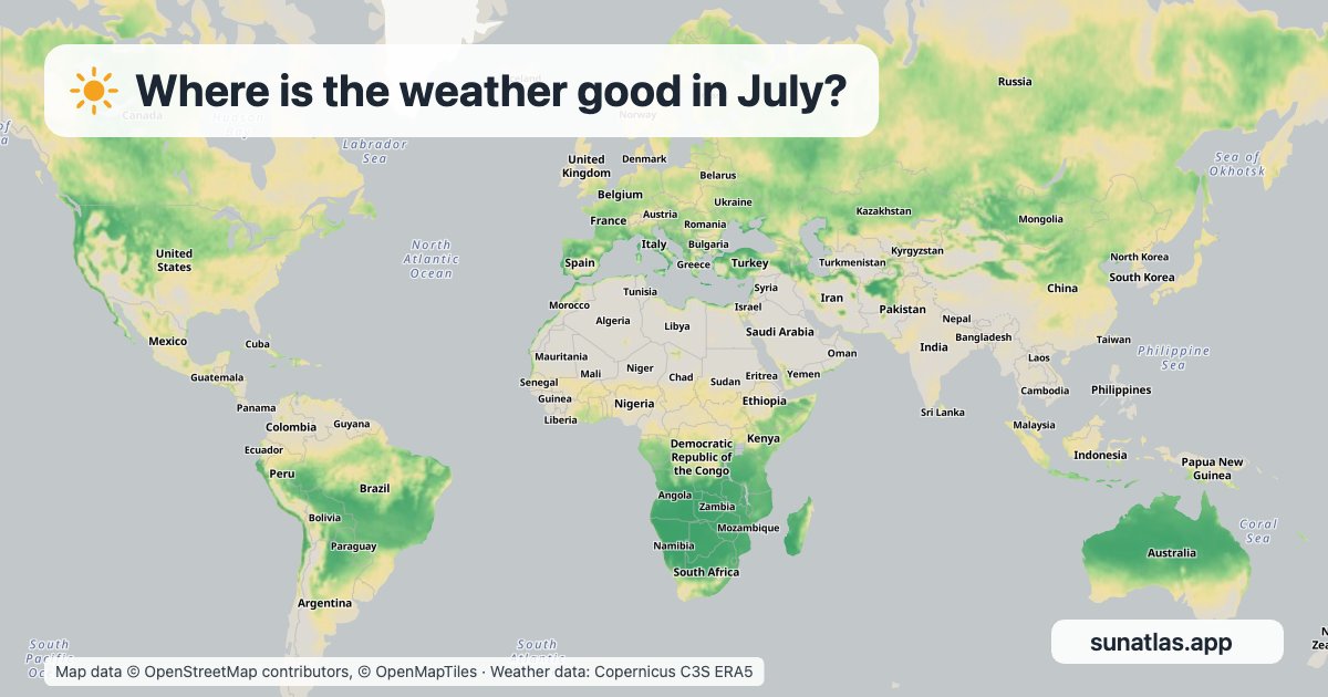 Good-weather map for July